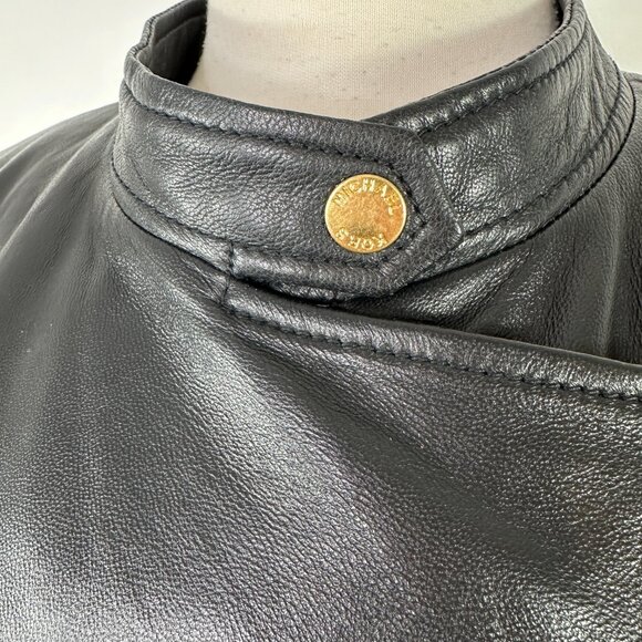 NWT Michael Kors Black Lamb Leather Moto Jacket Women's Size XL - Picture 4 of 16
